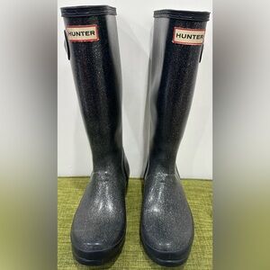 Hunter Original Tall Rain Boots - Navy Starcloud Glitter